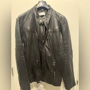 NWT - Decimal Men's Black Leather Biker Jacket